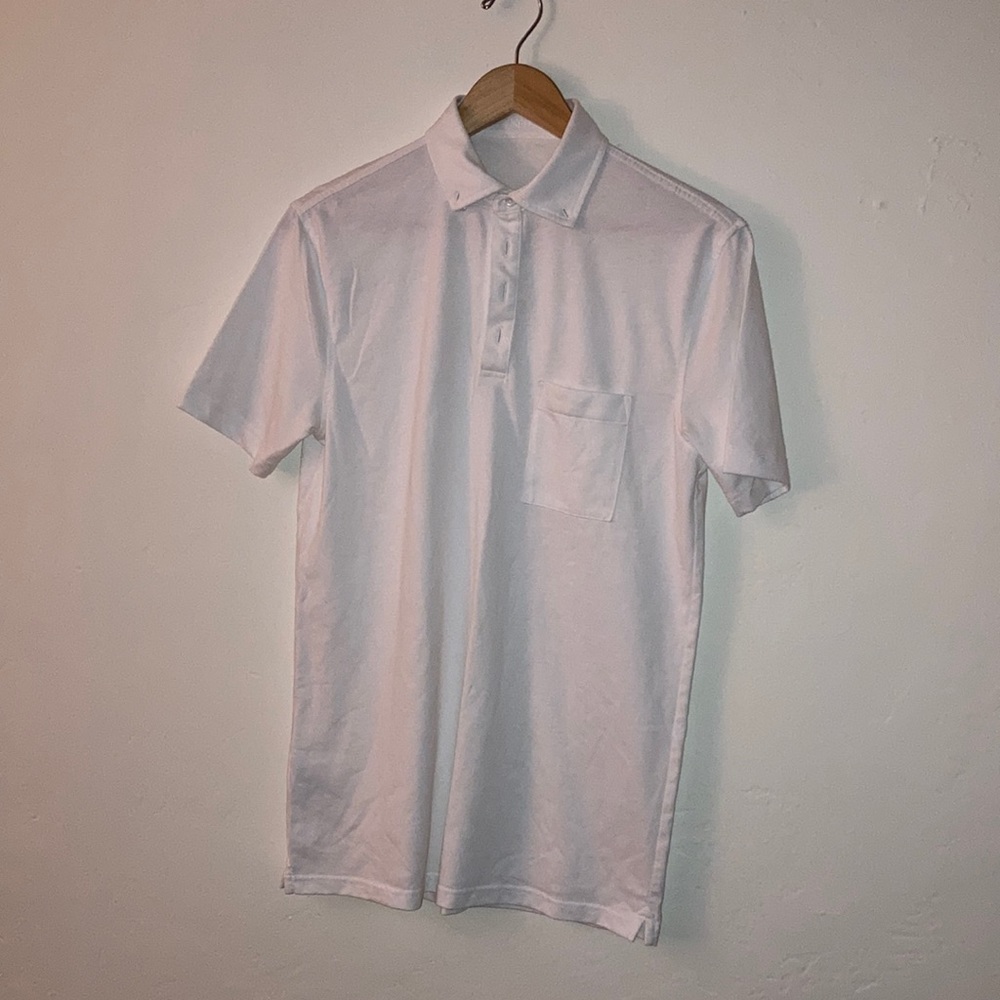 100% Cotton White Polo Shirt | Vintage Rare Mad Men Style Size Small Don Draper